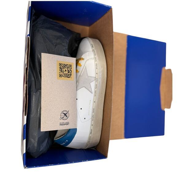 Golden Goose Hi Star Sneakers Womens Size 41 White Blue with Yellow Laces - Picture 12 of 13